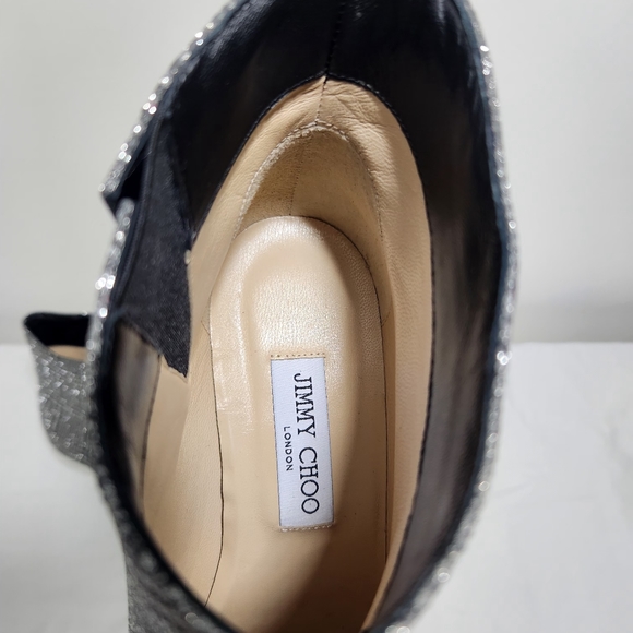 Jimmy Choo Marinda 65 Glitter Silver Plaid Print Ankle boots Size 41 - Picture 8 of 12